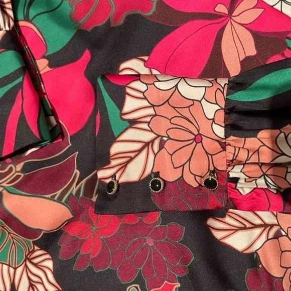 New Zara Floral Print Satin Effect Dress - Picture 16 of 16